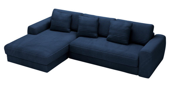 ECKSOFA in Cord Dunkelblau  182/302 cm  - Schwarz/Dunkelblau, MODERN, Kunststoff/Textil (182/302cm) - Carryhome