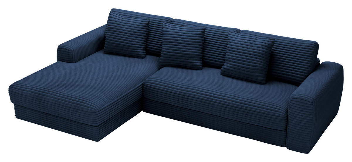 ECKSOFA in Cord Dunkelblau  182/302 cm  - Schwarz/Dunkelblau, MODERN, Kunststoff/Textil (182/302cm) - Carryhome