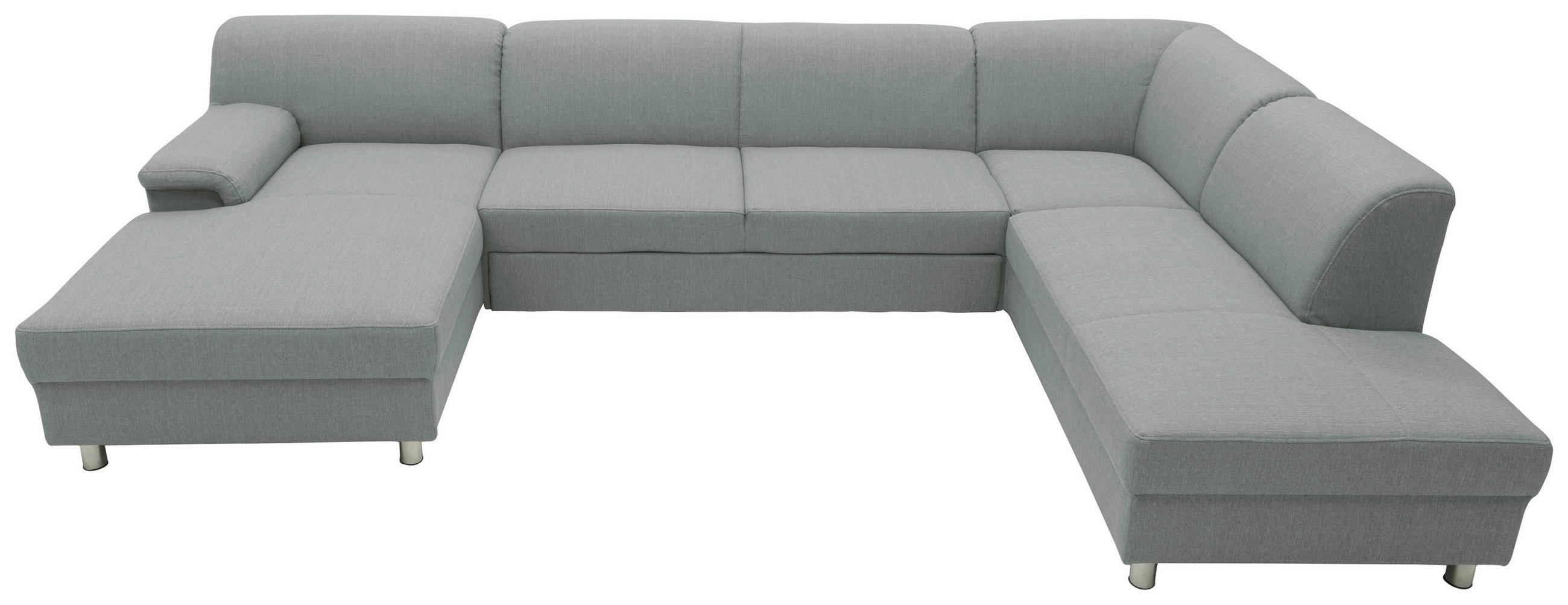 WOHNLANDSCHAFT Silberfarben Webstoff - Chromfarben/Silberfarben, KONVENTIONELL, Textil/Metall (150/308/194cm)