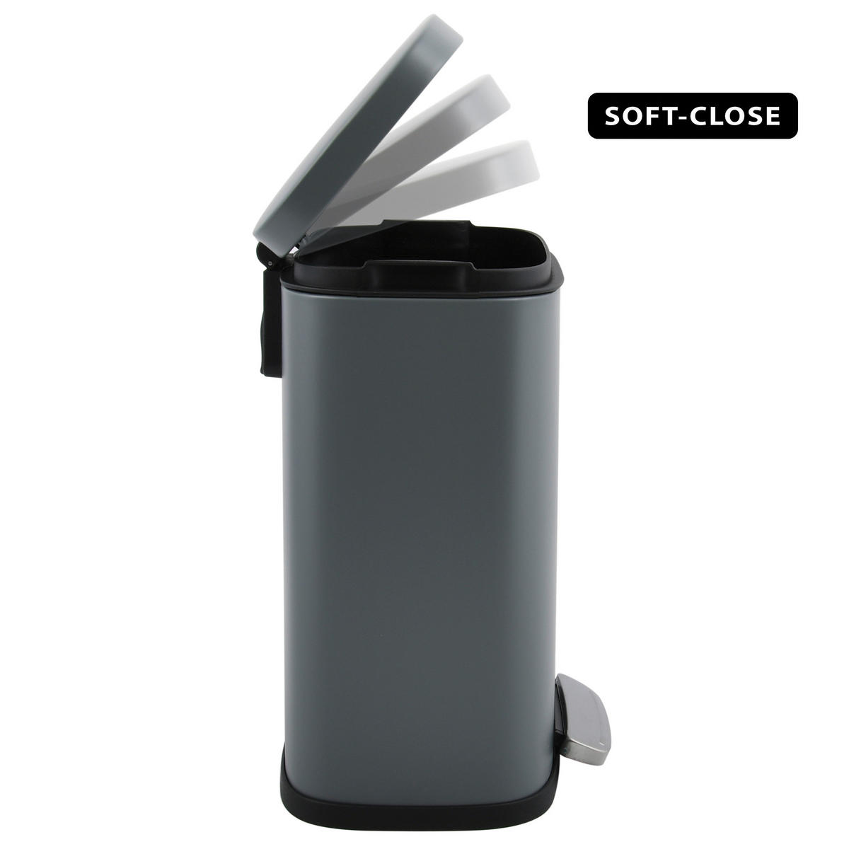 TRETEIMER 12 l  Metall  - Dunkelgrau/Schwarz, Basics, Kunststoff/Metall (28/19,3/37,9cm) - Spirella