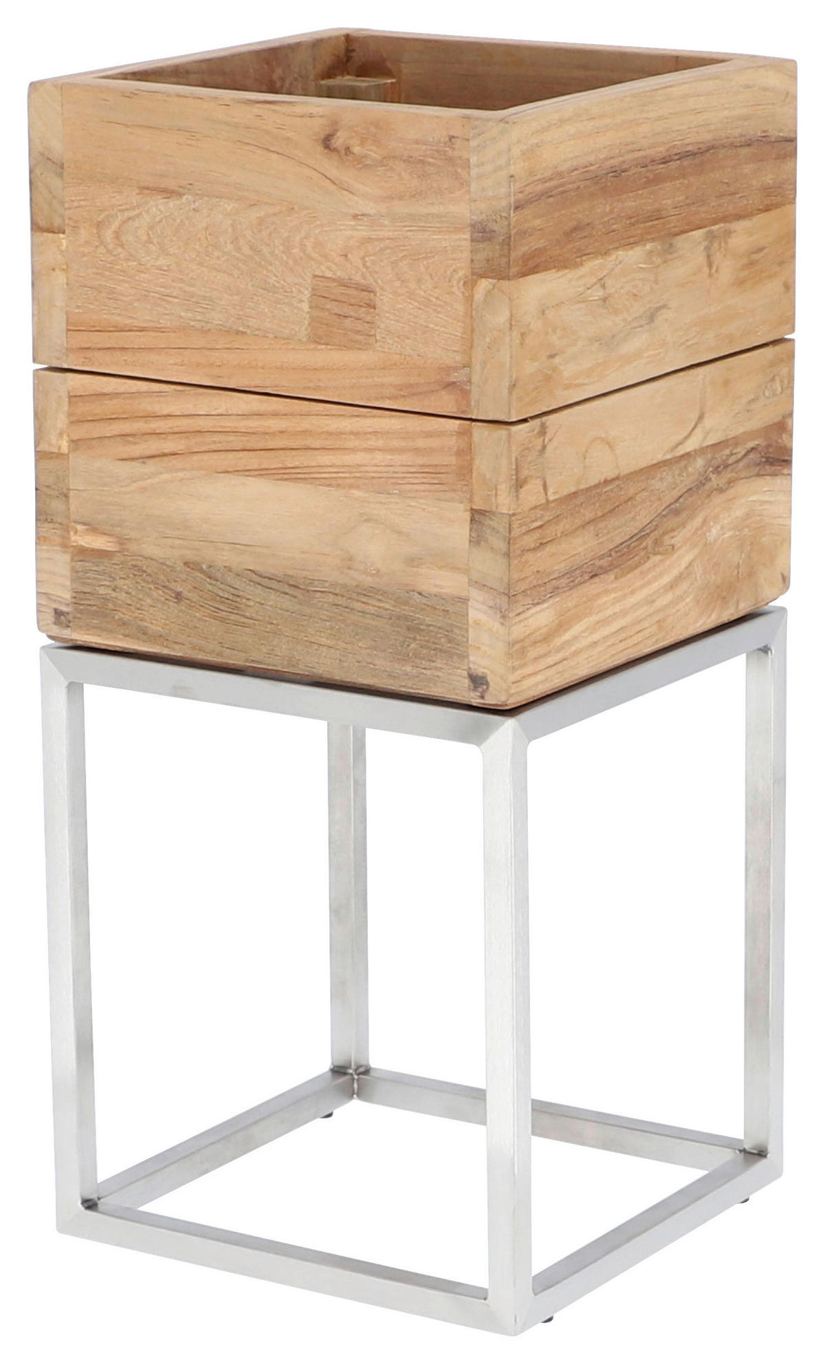 HOCHBEET Mini garden  - Edelstahlfarben/Teakfarben, MODERN, Holz/Metall (25/53/25cm) - Jan Kurtz