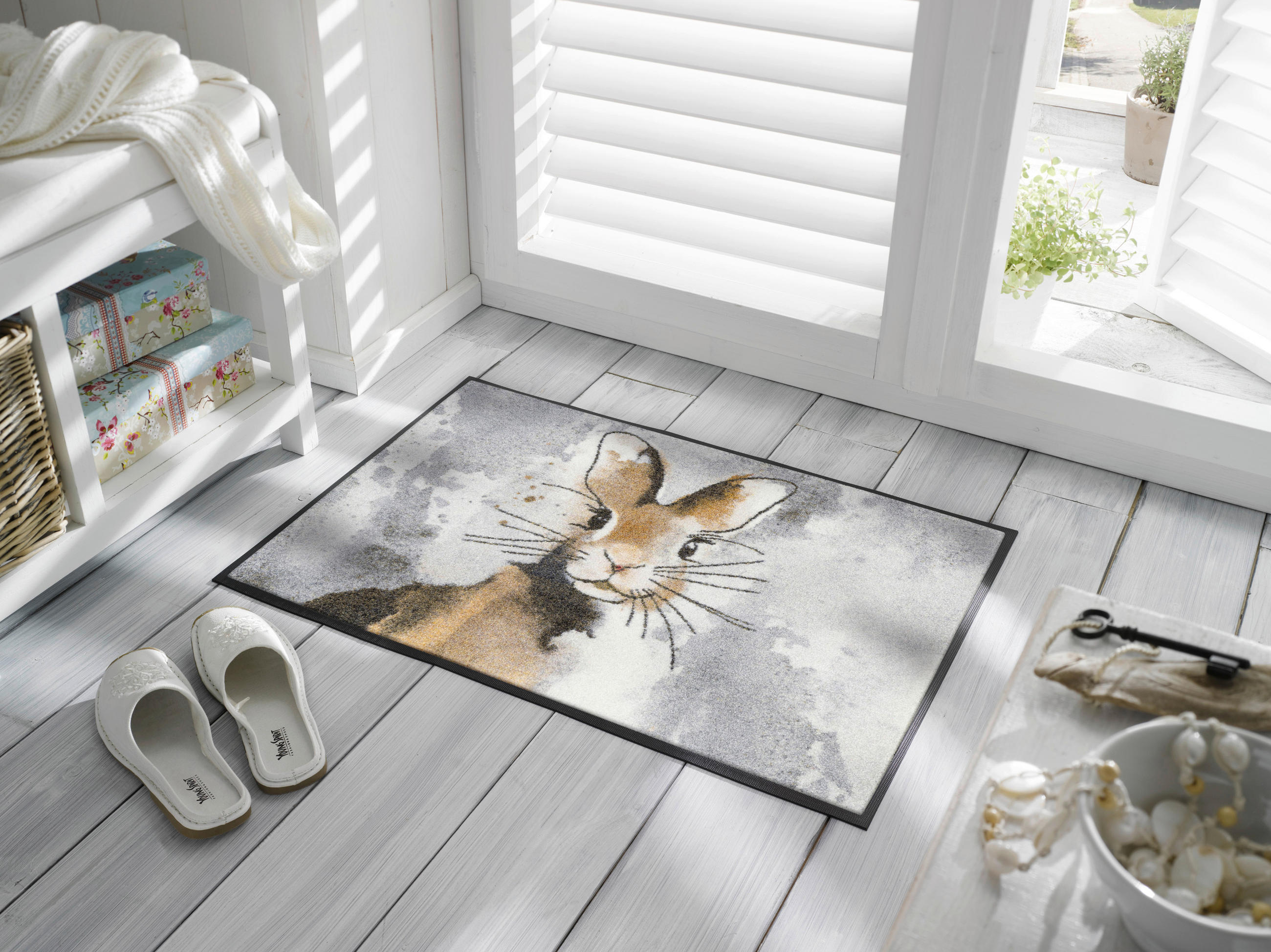 DVEŘNÍ ROHOŽKA, 50/75 cm - šedá/béžová, Konvenční, textil/plast (50/75cm) - Esposa