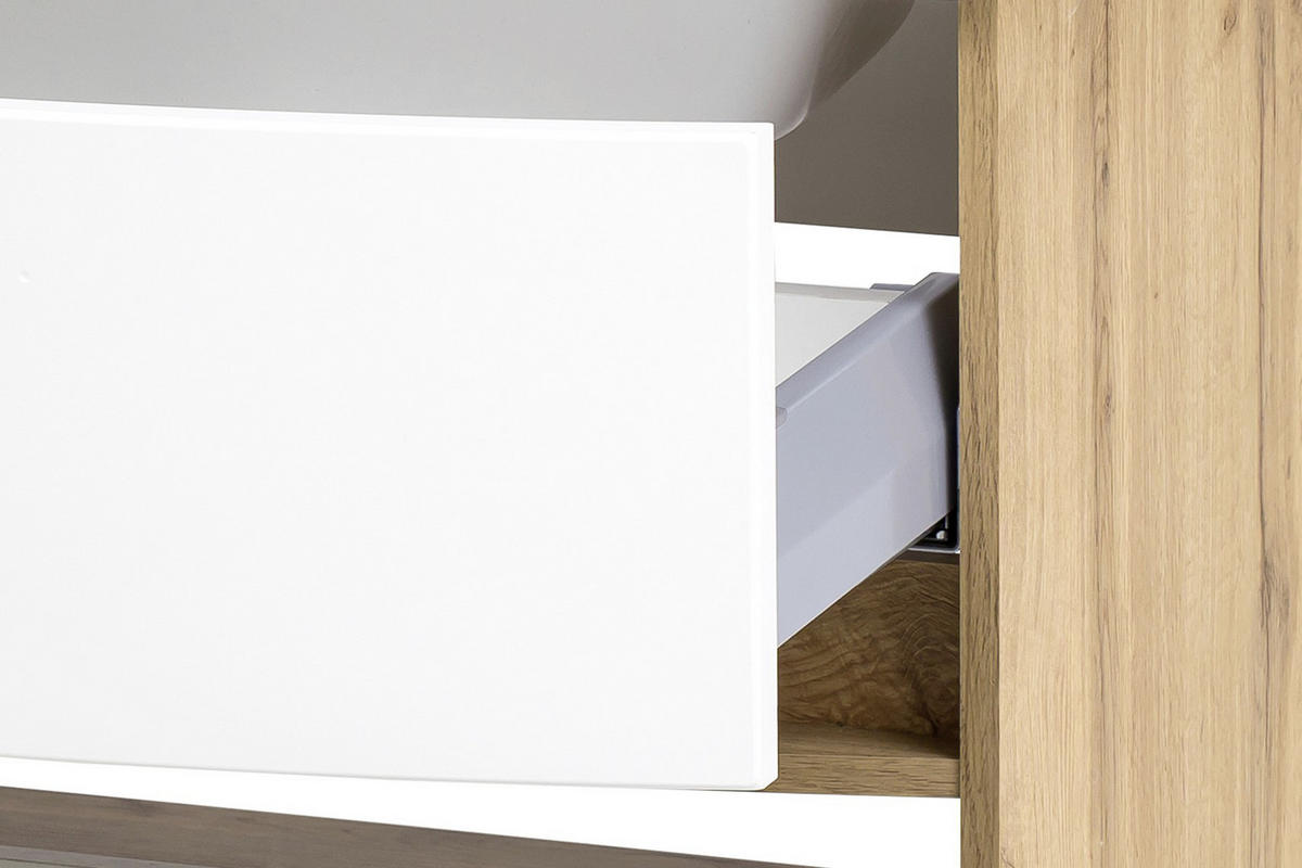 WASCHTISCHKOMBI 80 cm  - Eichefarben/Weiß, KONVENTIONELL, Glas/Holzwerkstoff (80cm) - Held