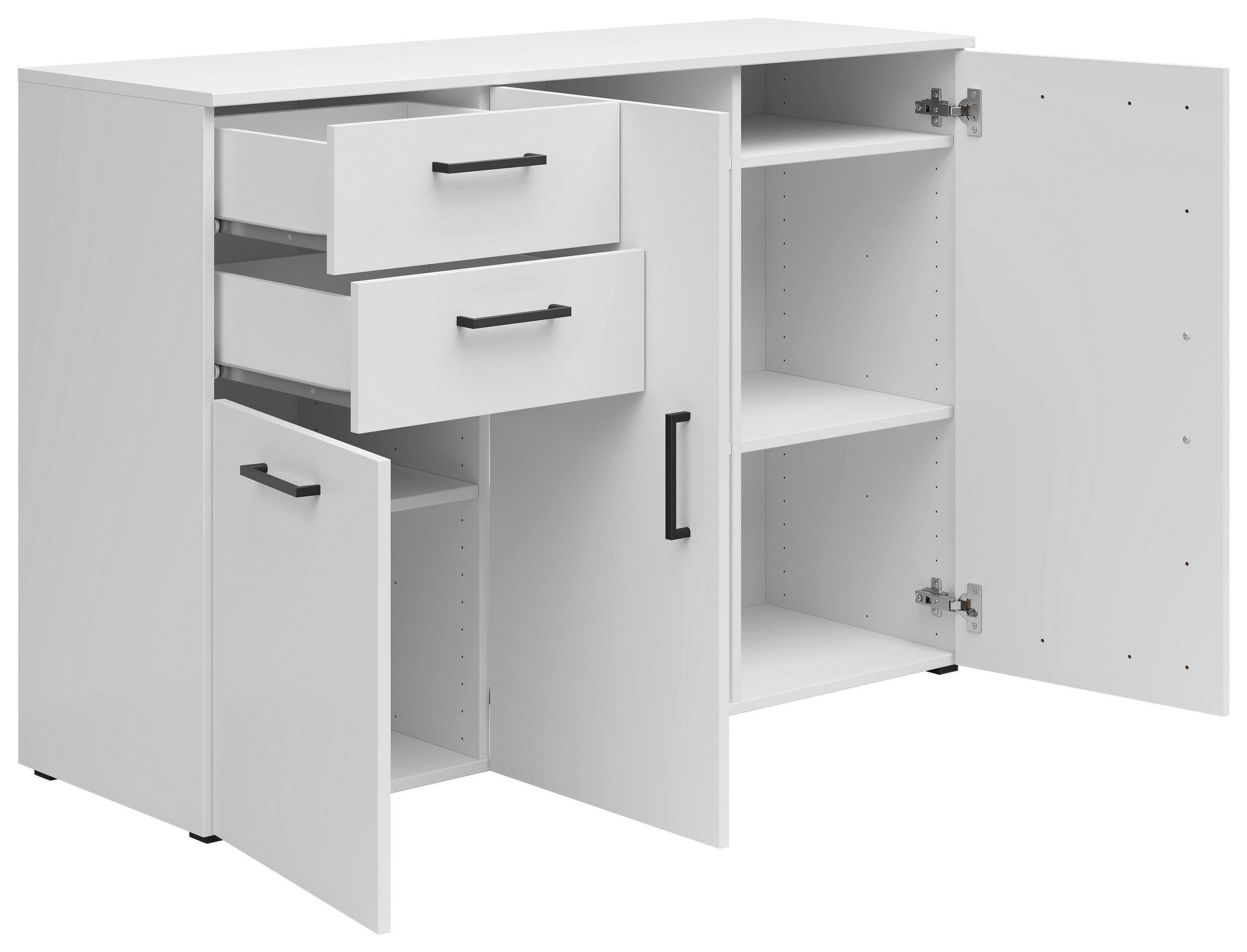 KOMODA, bílá, 120/83/40 cm - bílá/černá, Moderní, kompozitní dřevo/plast (120/83/40cm) - Carryhome