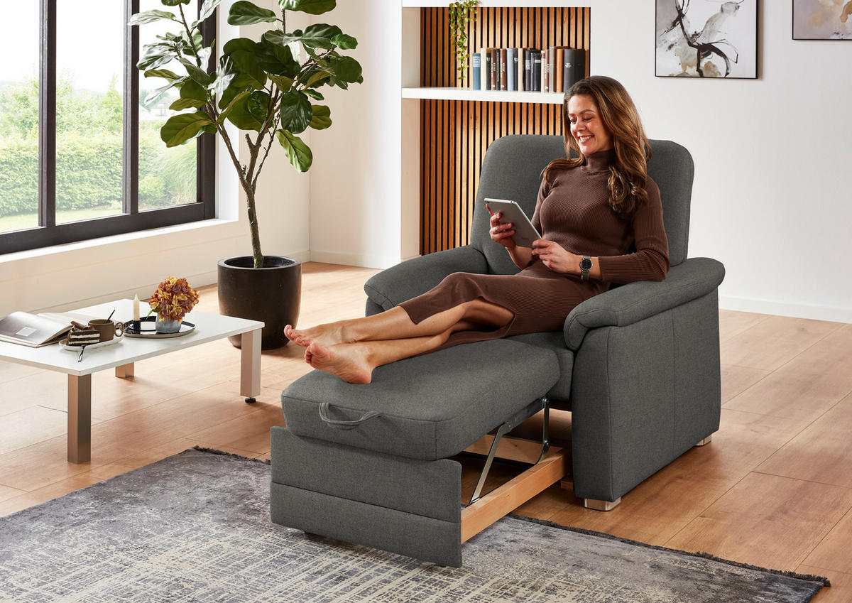 SESSEL Chenille Grau  - Alufarben/Grau, Konventionell, Textil/Metall (88/96/89cm) - Beldomo Comfort
