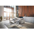 ECKSOFA inkl. Funktionen Ecru Webstoff  - Ecru/Silberfarben, Design, Textil/Metall (167/250cm) - Xora