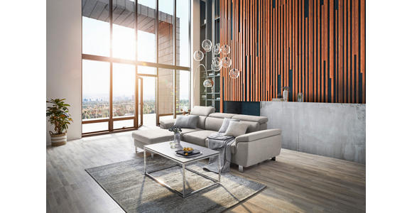 ECKSOFA inkl. Funktionen Ecru Webstoff - Ecru/Silberfarben, Design, Textil/Metall (167/250cm) - Xora