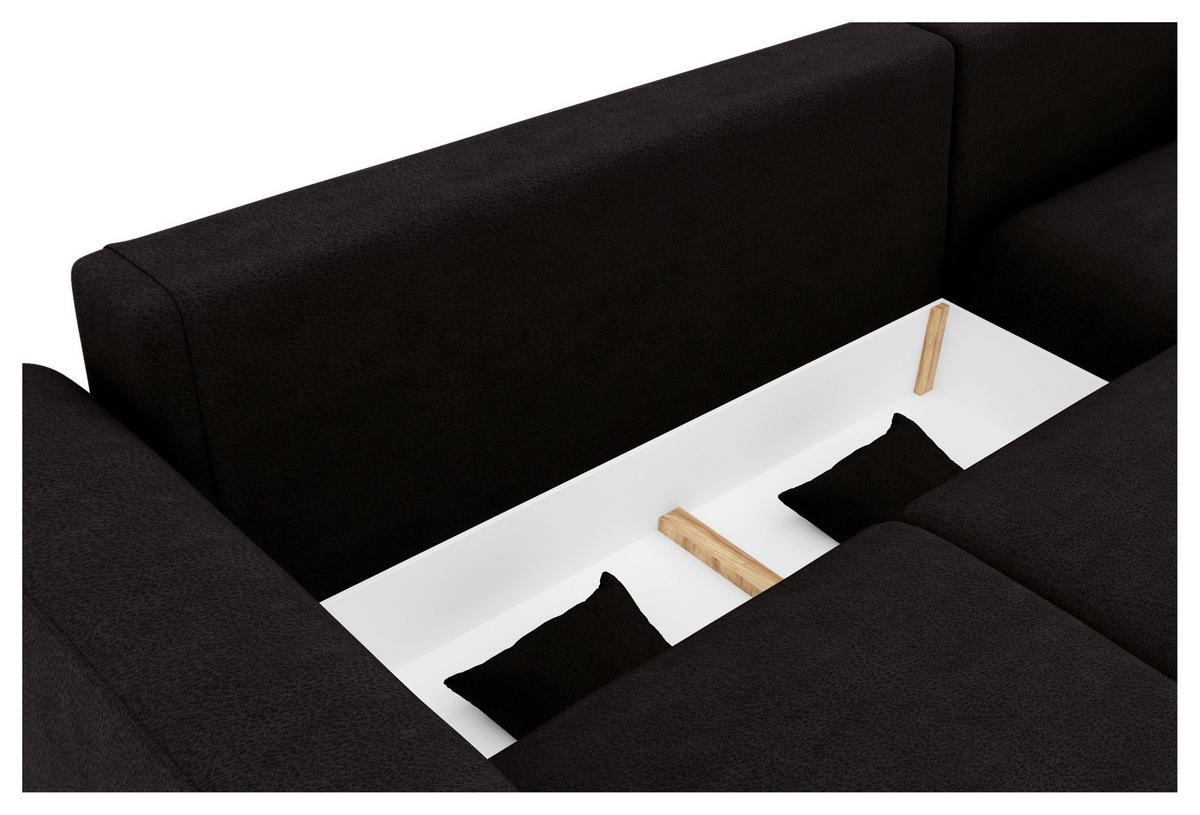 ECKSOFA in Lederlook Dunkelbraun  293/195 cm  - Chromfarben/Dunkelbraun, KONVENTIONELL, Kunststoff/Textil (293/195cm) - Carryhome