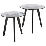 BEISTELLTISCHSET 50/50/45 cm Eiche massiv Schwarz rund  - Schwarz, Design, Glas/Holz (50/50/45cm) - Carryhome