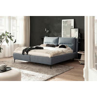 OBLAZINJENA POSTELJA   x  , tekstil, leseni material barve petroleja  - barve petroleja/črna, Moderno, kovina/tekstil (180/200cm) - MID.YOU