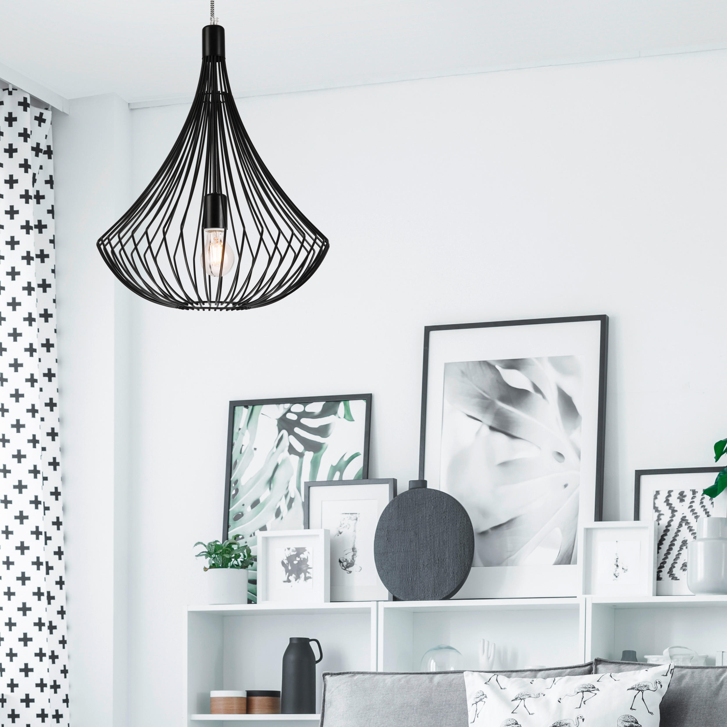 PENDELLEUCHTE 90/38/40 cm  - Schwarz, Design, Metall (90/38/40cm)