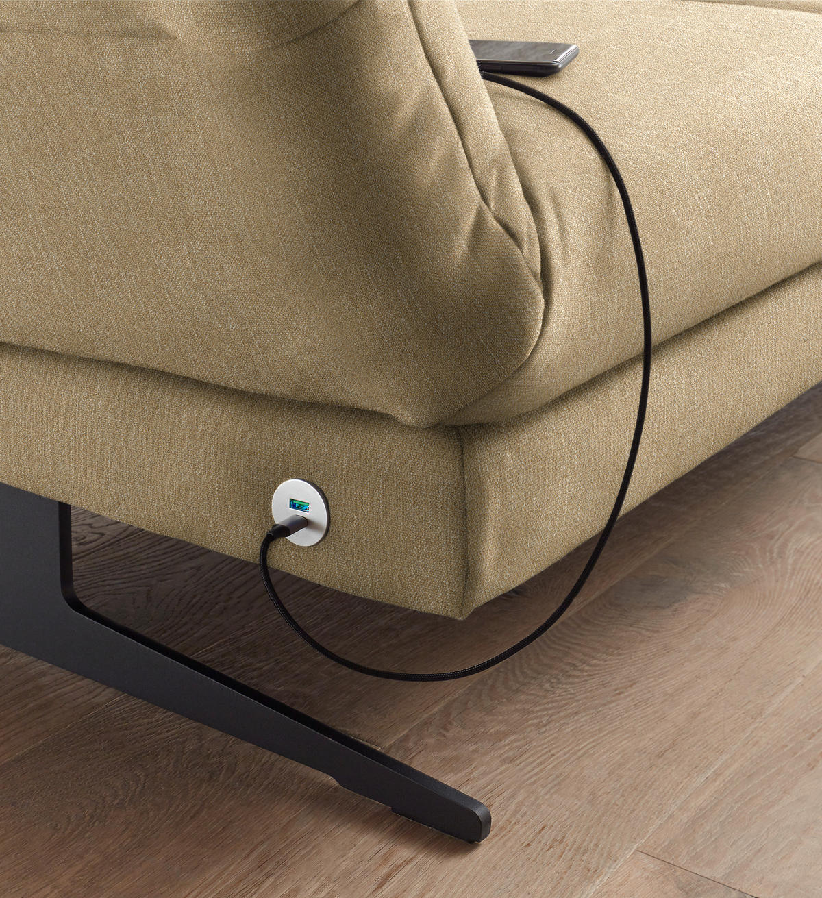 ECKSOFA in Flachgewebe Senfgelb  279-327/176-217 cm  - Senfgelb/Schwarz, Design, Textil/Metall (279-327/176-217cm) - Dieter Knoll