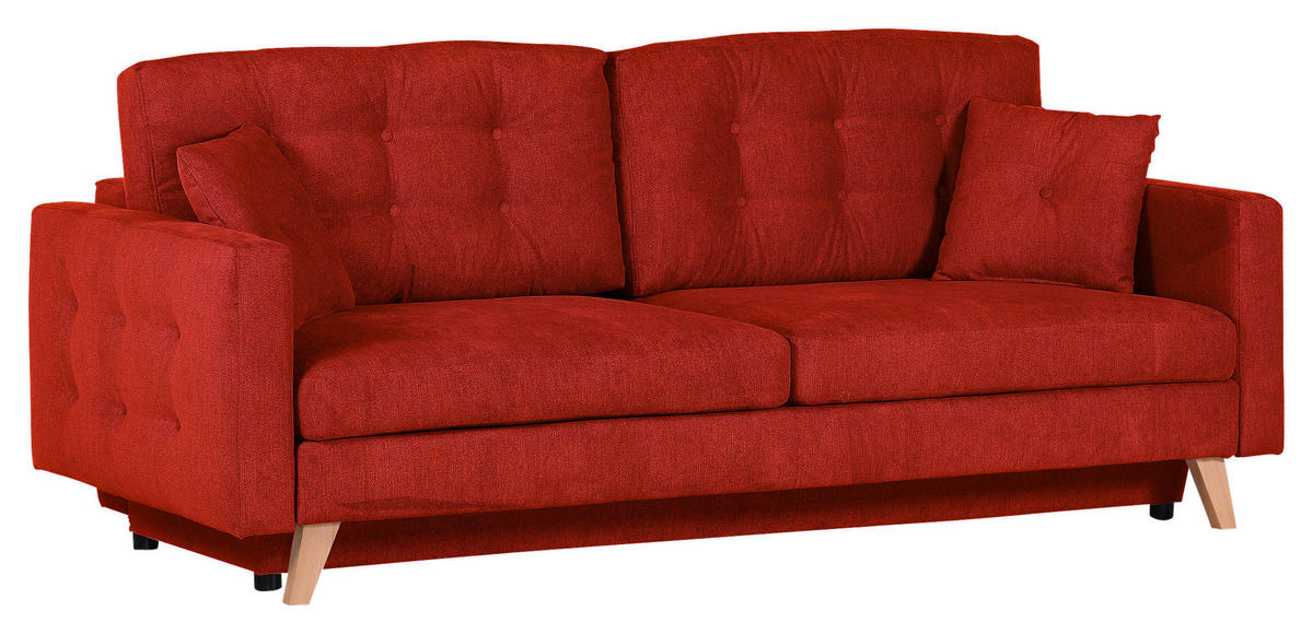 BÄDDSOFFA i flatväv röd  - röd/naturfärgad, Klassisk, textil (225/70/98cm) - Livetastic