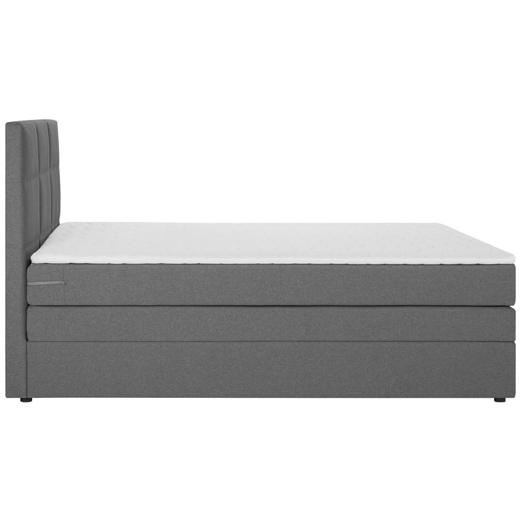 Thumbnail - Welnova Boxspringbett, Anthrazit, Textil, H4, Höhe ca. 17 cm, 120x200 cm, gepolstertes Kopfteil, Kinder- & Jugendzimmer,...