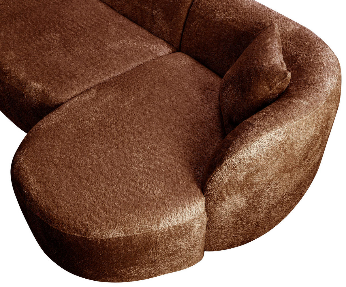 ECKSOFA in Bouclé Rostfarben  - Rostfarben/Schwarz, Design, Kunststoff/Textil (264/143cm) - MID.YOU