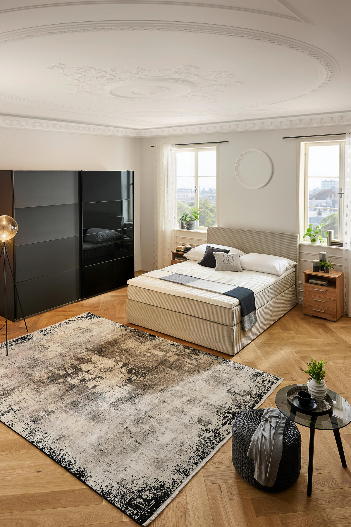 BOXSPRINGBETT 160/200 cm  in Hellgrau  - Hellgrau/Schwarz, Konventionell, Holz/Textil (160/200cm) - Carryhome