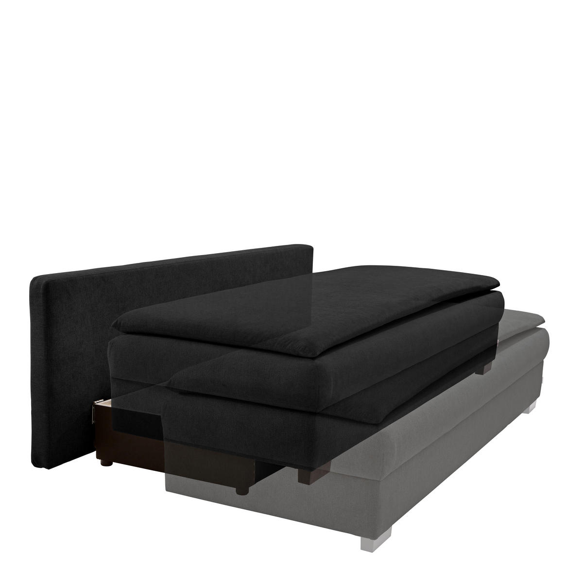 SCHLAFSOFA Samt Schwarz  - Schwarz, KONVENTIONELL, Kunststoff/Textil (207/94/90cm) - Carryhome