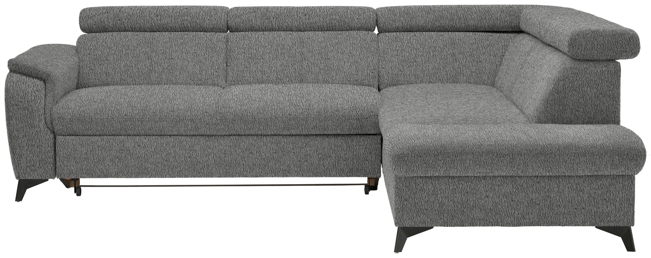 ECKSOFA in Teddystoff Grau  - Schwarz/Grau, Design, Textil/Metall (260/203cm) - Stylife