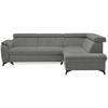 ECKSOFA in Teddystoff Grau  - Schwarz/Grau, Design, Textil/Metall (260/203cm) - Stylife