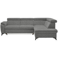 ECKSOFA in Teddystoff Grau  - Schwarz/Grau, Design, Textil/Metall (260/203cm) - Stylife