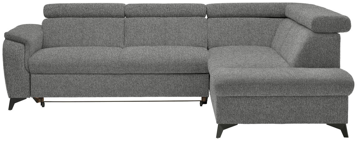 ECKSOFA in Teddystoff Grau  - Schwarz/Grau, Design, Textil/Metall (260/203cm) - Stylife