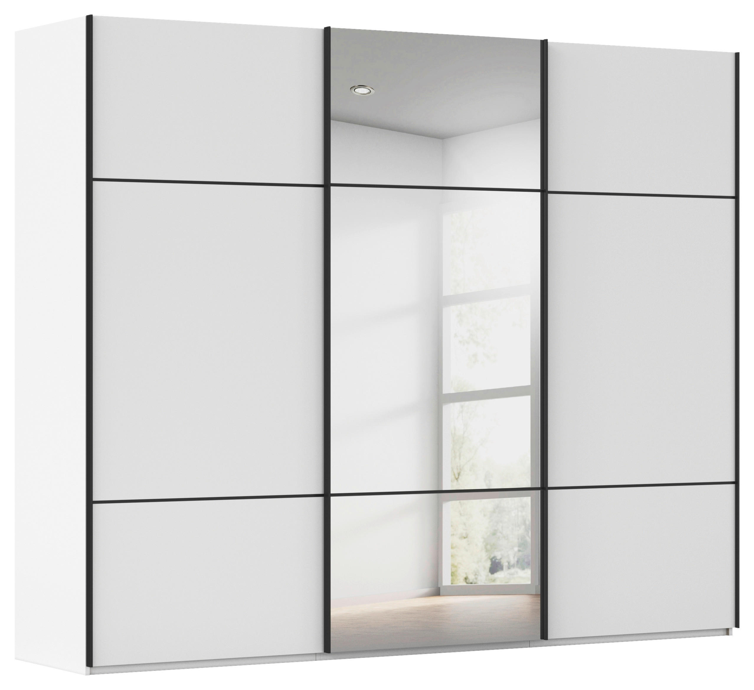 SCHWEBETÜRENSCHRANK 271/223/68 cm 3-türig Weiß  - Schwarz/Weiß, KONVENTIONELL, Glas/Holzwerkstoff (271/223/68cm) - Novel