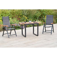 GARTENSET 3-teilig  - Graphitfarben/Akaziefarben, MODERN, Holz/Textil - Gardenson