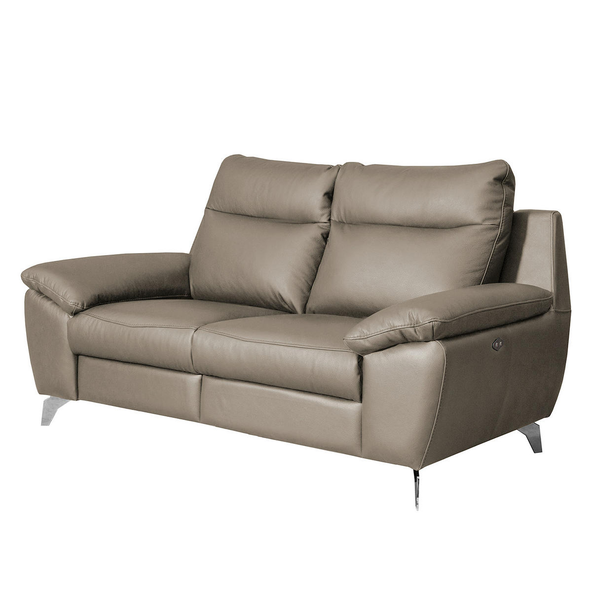 2-SITZER-SOFA 178/95/96 cm PERLE in Echtleder Taupe   - Taupe/Chromfarben, Design, Leder/Metall (178/95/96cm) - Livetastic