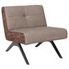 SESSEL in Struktur Echtleder, Kombination Echtleder/Stoff Graubraun  - Graubraun/Schwarz, Design, Leder/Holz (74/72/83cm) - Joop!