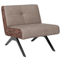 SESSEL in Struktur Echtleder, Kombination Echtleder/Stoff Graubraun  - Graubraun/Schwarz, Design, Leder/Holz (74/72/83cm) - Joop!