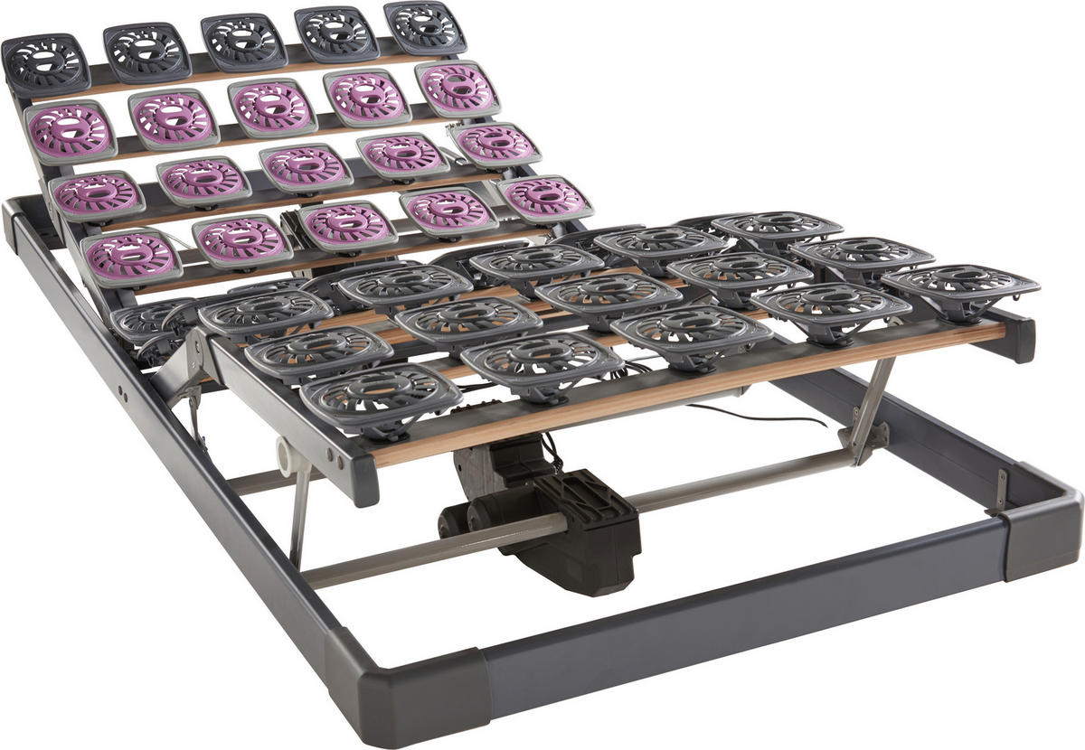 TELLERLATTENROST PREMIUM FLEX 4000 100/190 cm Kopfteil, Fußteil verstellbar, Buche  - Schieferfarben, Basics, Holz (100/190cm) - Tempur