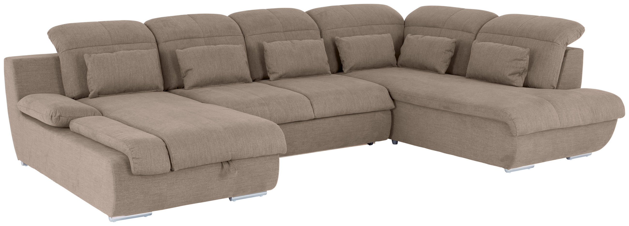 WOHNLANDSCHAFT Beige Mikrofaser  - Chromfarben/Dunkelgrau, MODERN, Textil/Metall (184/345/228cm) - MID.YOU
