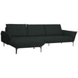 ECKSOFA in Echtleder Schwarz  - Schwarz, Design, Leder/Metall (182/325cm) - Valnatura