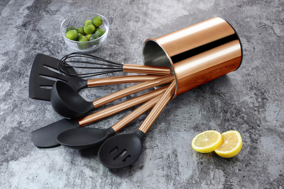KÜCHENHELFERSET  - Schwarz/Kupferfarben, Basics, Kunststoff/Metall (13cm) - Echtwerk