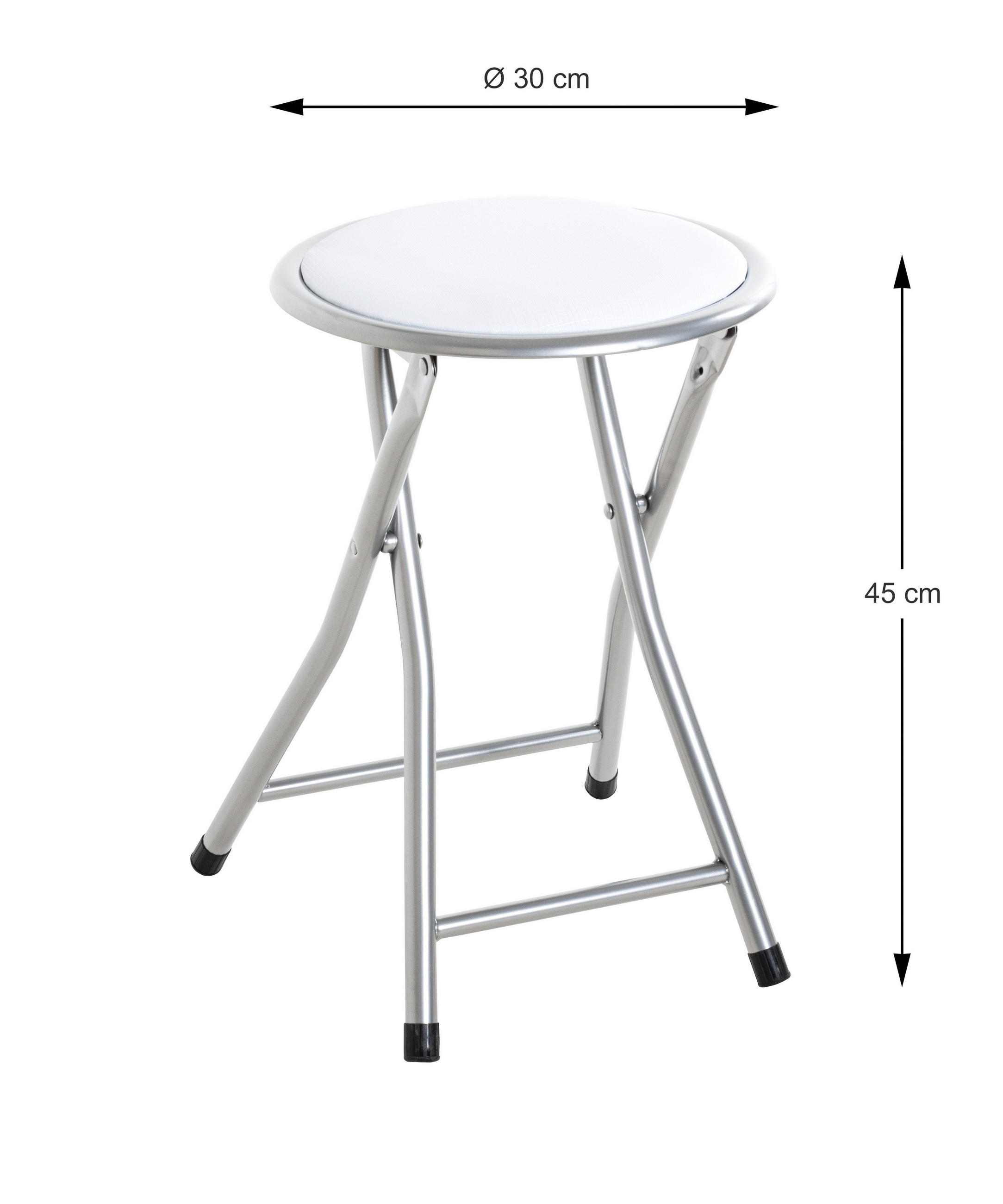 KLAPPHOCKER Lederlook Weiß, Alufarben  - Alufarben/Weiß, Design, Textil/Metall (30/45/30cm) - Carryhome