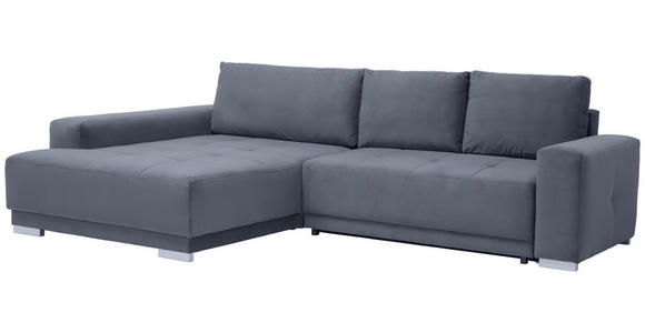 ECKSOFA inkl.Funktionen Grau Samt  - Silberfarben/Grau, Design, Holz/Textil (195/293cm) - Cantus