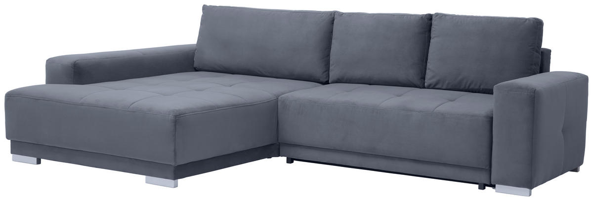 ECKSOFA in Samt Grau  195/293 cm  - Silberfarben/Grau, Design, Holz/Textil (195/293cm) - Cantus