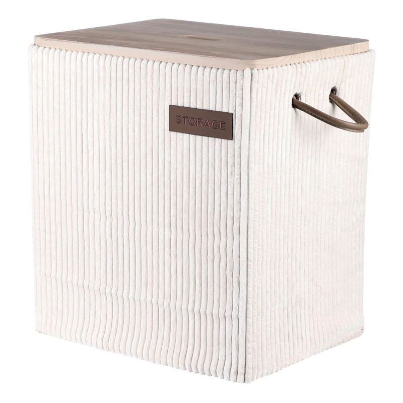 KÔŠ NA BIELIZEŇ, béžová - béžová, Konventionell, textil (41/47/32cm)