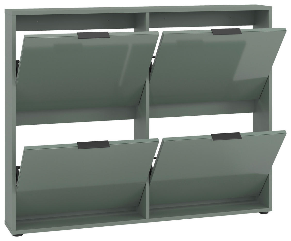 SCHUHKIPPER - Salbeigrün/Schwarz, MODERN, Glas/Holzwerkstoff (118/93/17cm) - Boxxx