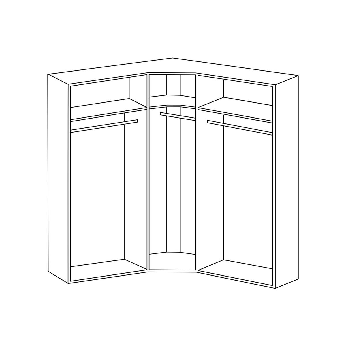ECKKLEIDERSCHRANK 203/236/211 cm Weiß  - Silberfarben/Weiß, Design, Glas/Holzwerkstoff (203/236/211cm) - Jutzler