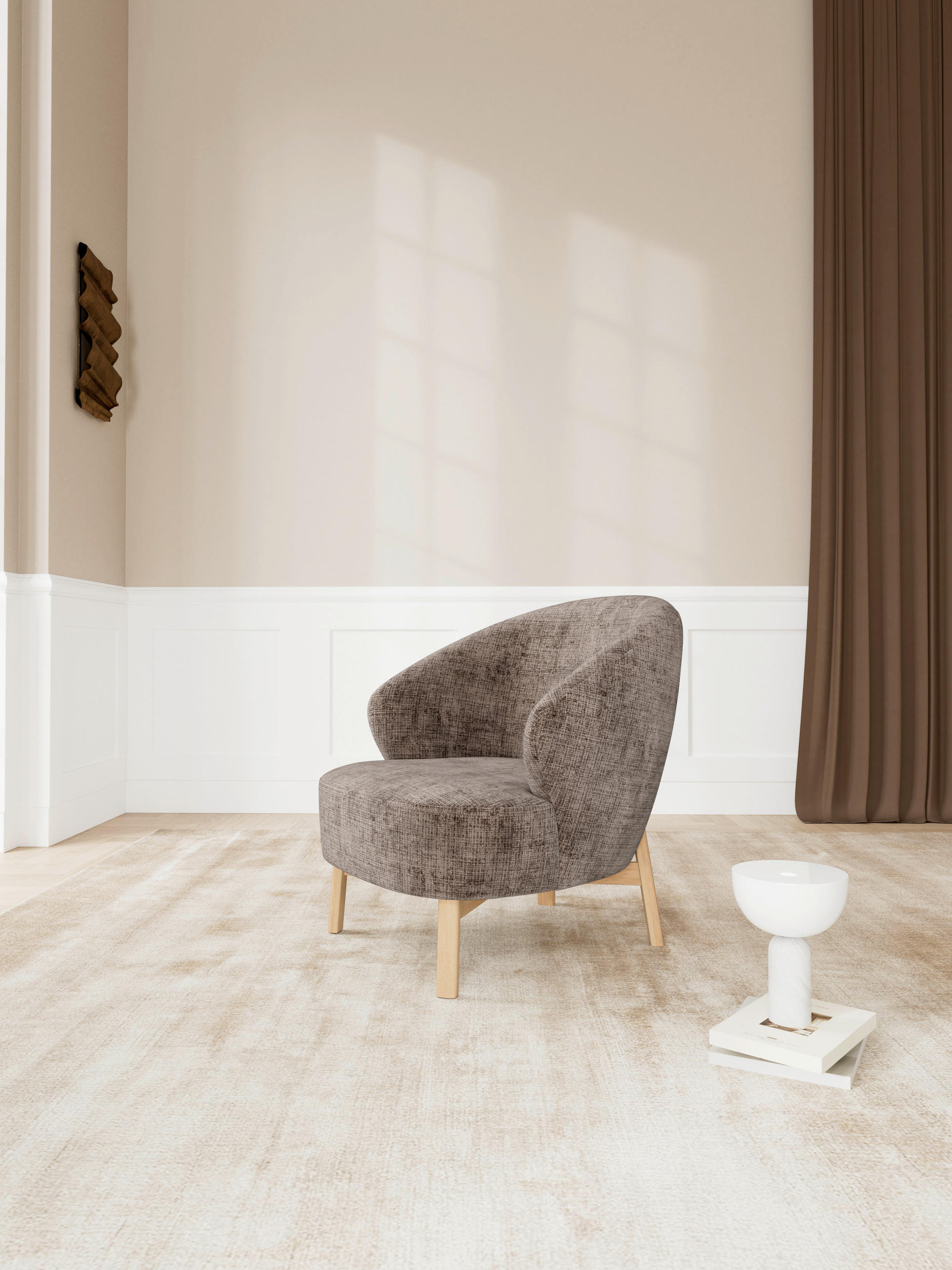 SESSEL in Chenille Braun, Eichefarben  - Eichefarben/Braun, MODERN, Holz/Textil (75,5/78/78cm) - Livetastic