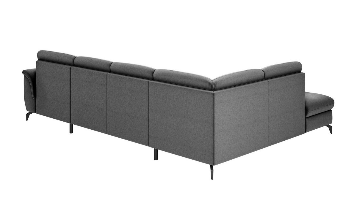 WOHNLANDSCHAFT in Flachgewebe Dunkelgrau  - Dunkelgrau/Schwarz, Modern, Textil/Metall (212/319/164cm) - Sit & More