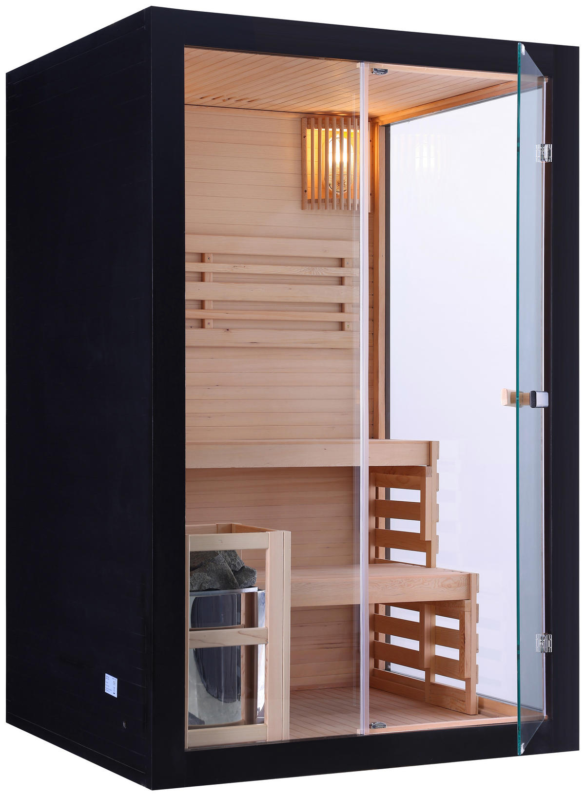 SAUNA für 2 Personen  - Schwarz, Basics, Glas/Holz (130/200/120cm) - Sanotechnik