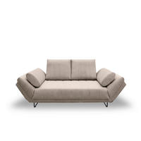 SCHLAFSOFA Cord, Mikrofaser Taupe  - Taupe/Schwarz, Design, Textil/Metall (210/95/97cm) - MID.YOU