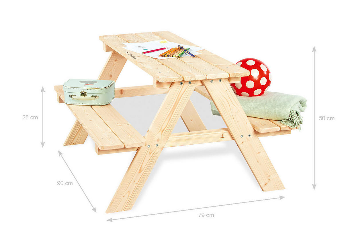 KINDERSITZGRUPPE Nicki für 4  - Naturfarben, Basics, Holz (90/79/50cm) - Pinolino