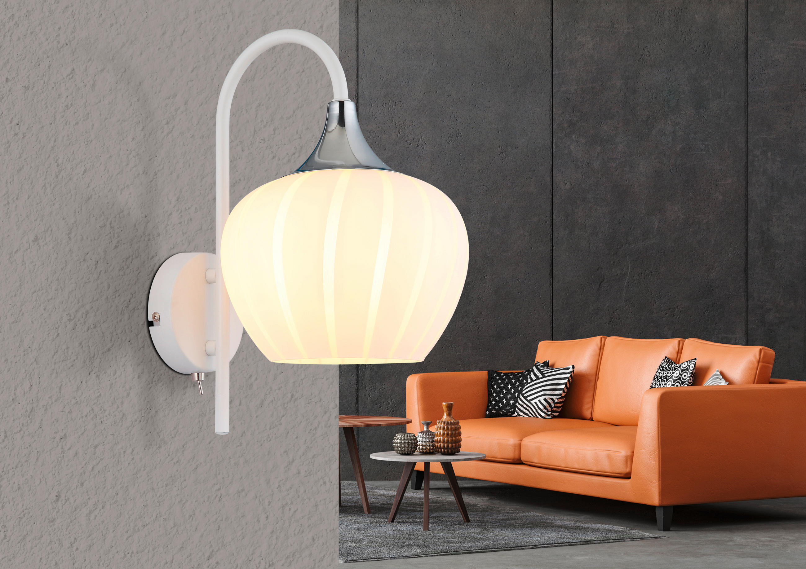 WANDLEUCHTE - Chromfarben/Weiss, Konventionell, Glas/Metall (18/25/32cm) - Globo