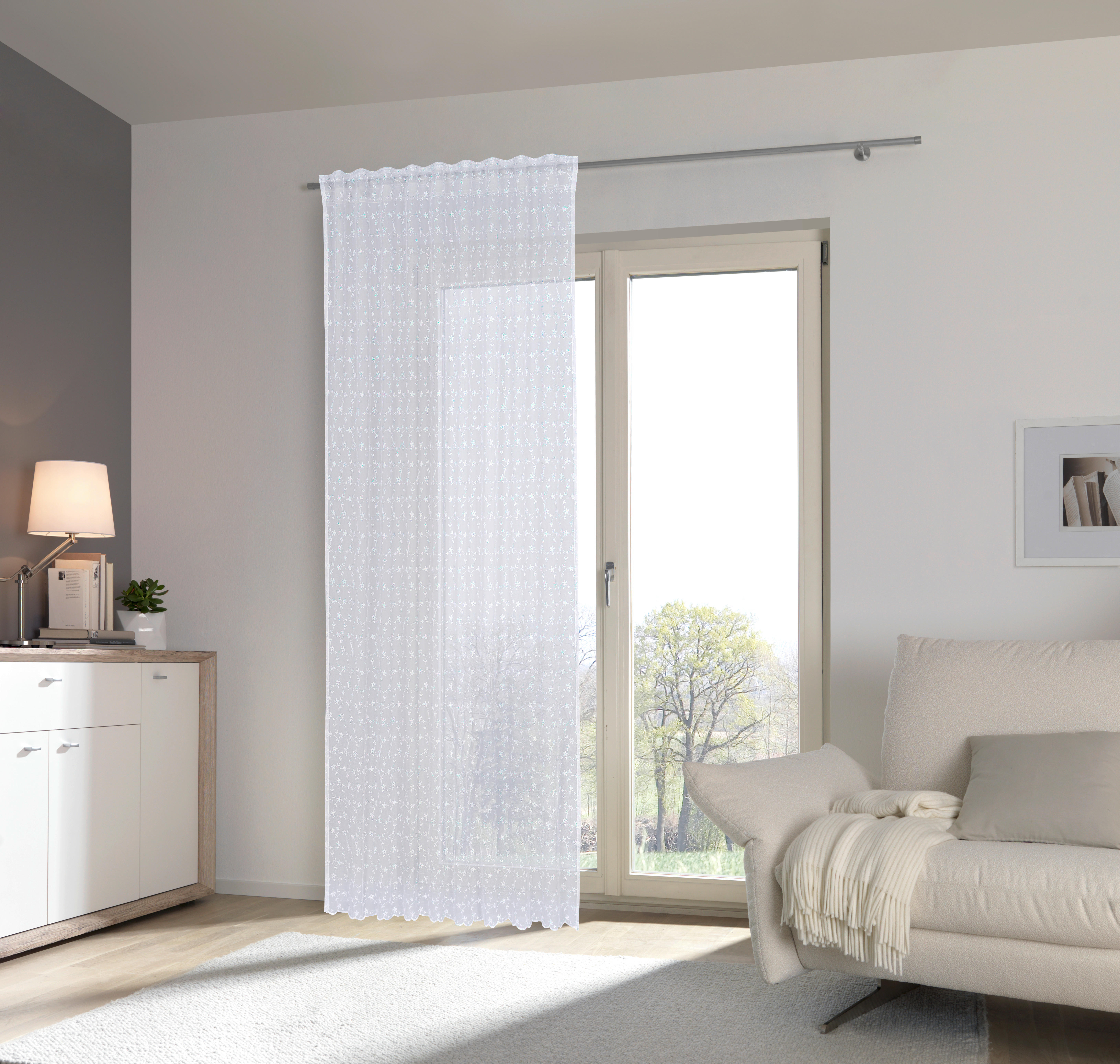KONČANA ZAVESA  pol prosojno   140/245 cm  - bela, tekstil (140/245cm) - Esposa