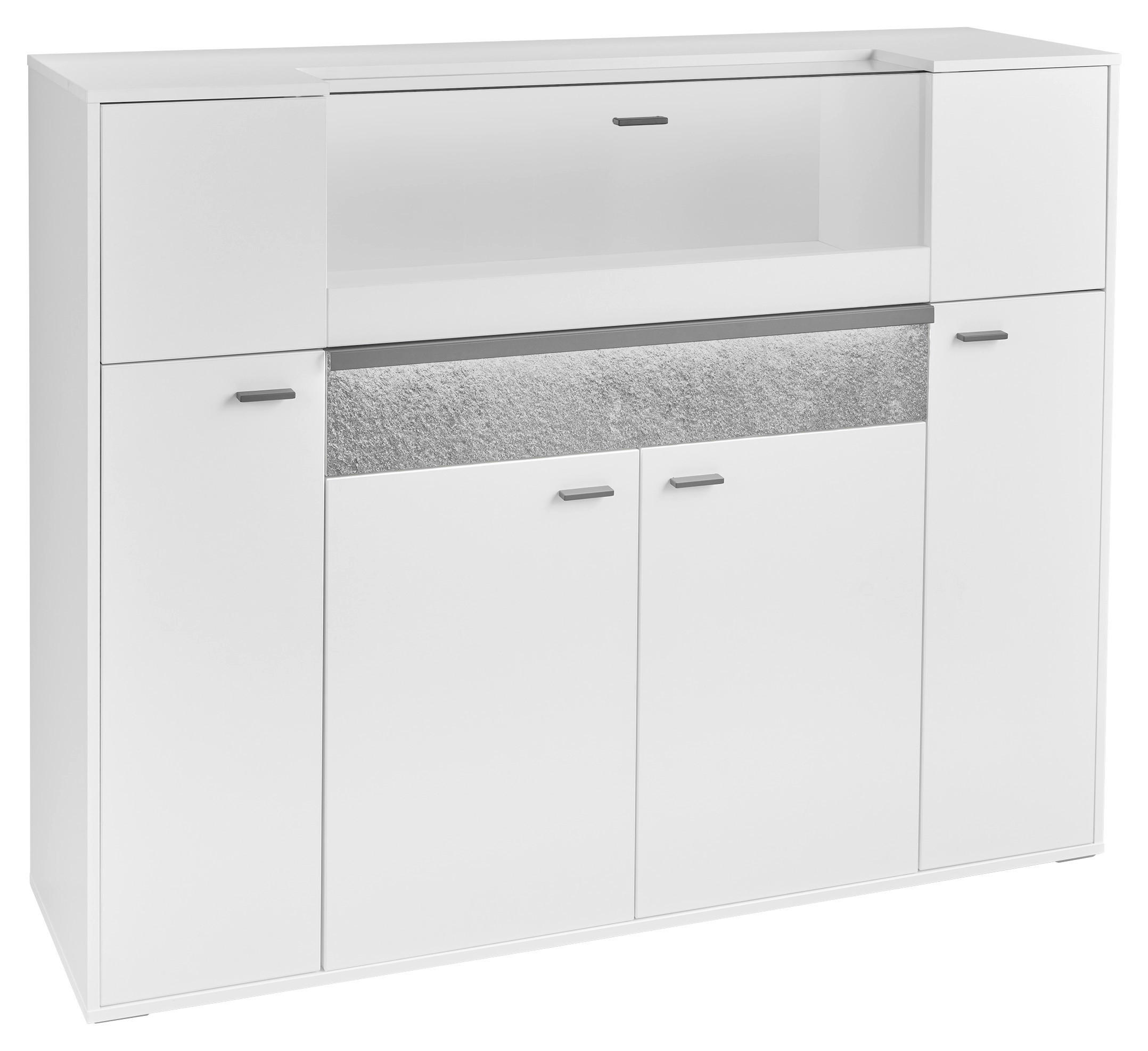 HIGHBOARD  in 153,5/122,1/43,8 cm  - Dunkelgrau/Weiß, Design, Glas/Holzwerkstoff (153,5/122,1/43,8cm) - SetOne by Musterring