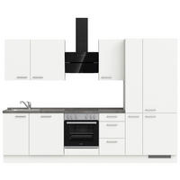 KÜCHENBLOCK 300 cm   in Weiß, Schieferfarben  - Schieferfarben/Edelstahlfarben, MODERN, Holzwerkstoff/Metall (300cm) - Nobilia