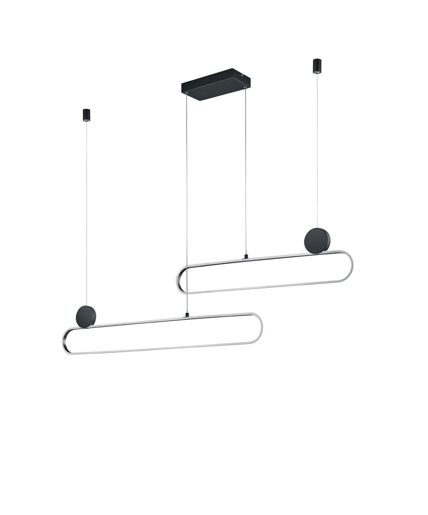 LED-HÄNGELEUCHTE 139/12/150 cm    - Schwarz/Alufarben, Design, Metall (139/12/150cm) - Trio Leuchten
